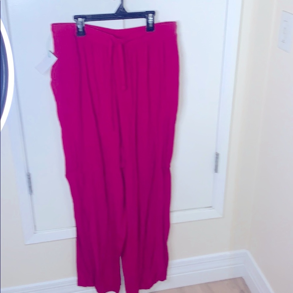 Sag Harbor fuchsia pink L  wide leg pants flowy